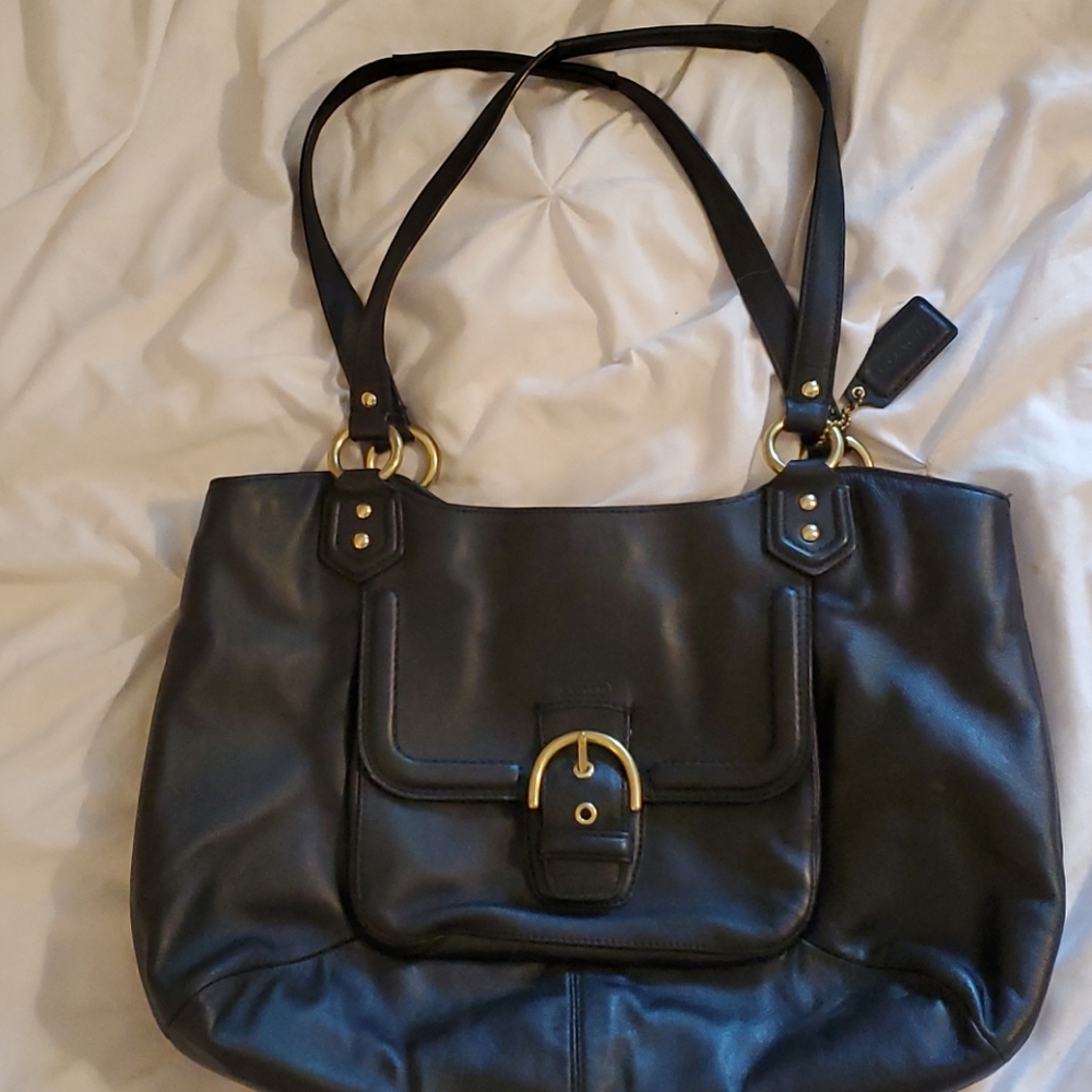 Coach purse or satchel with gold details